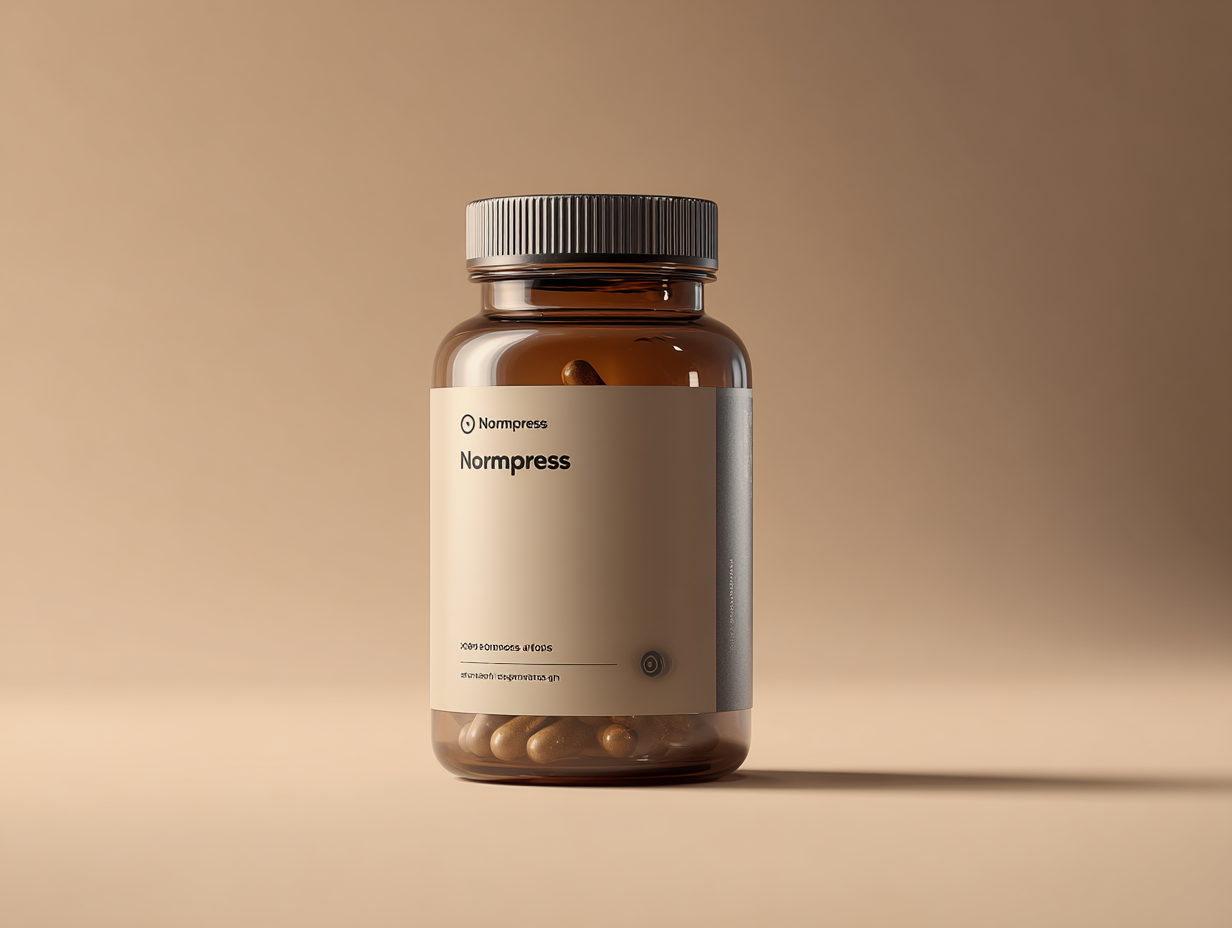 Normpress - cutie de produs cu comprimate pentru sprijinirea presiunii arteriale normale pe fundal neutru